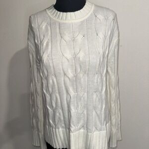 banana‎ republic cable knit sweater White Size L